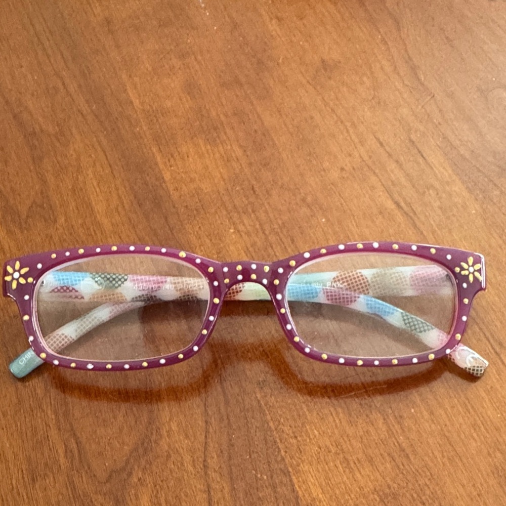 Reading glasses. Hand painted. Strength 150.
